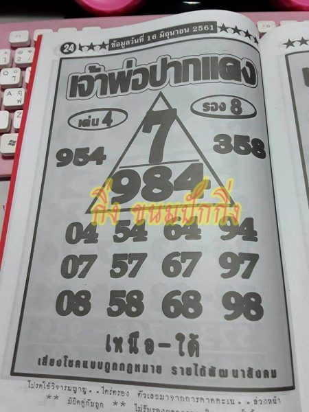 หวยเจ้าพ่อปากแดง 16/6/61