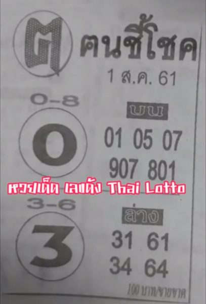 หวยคนชี้โชค 1/8/61