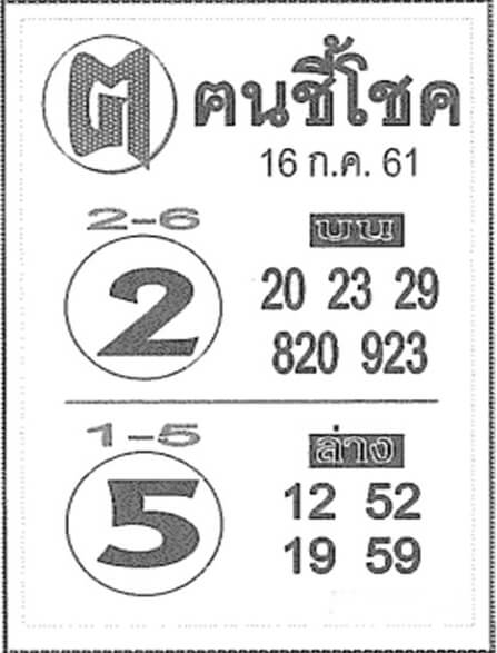 หวยคนชี้โชค 16/7/61