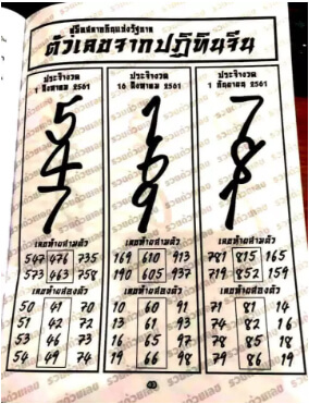 หวยปฏิทินจีน 1/8/61