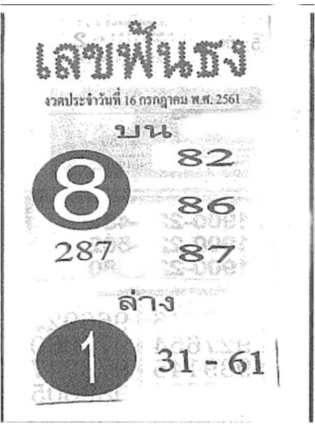 หวยฟันธง 16/7/61