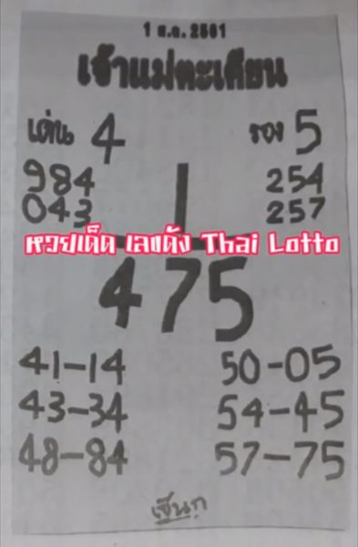 หวยเจ้าแม่ตะเคียน 1/8/61