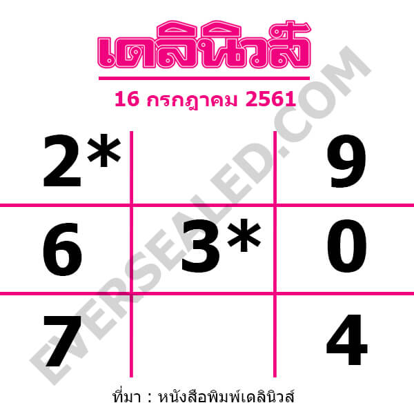 หวยเดลินิวส์ 16/7/61