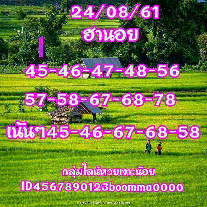 เลขเด็ดหวยฮานอย 24/8/61 2