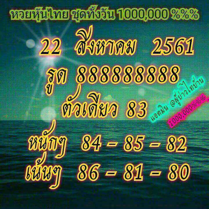 ชุดเลขหวยหุ้น 22/8/61 6