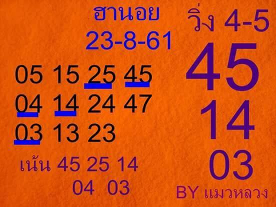 สูตรหวยฮานอย 23/8/61 2