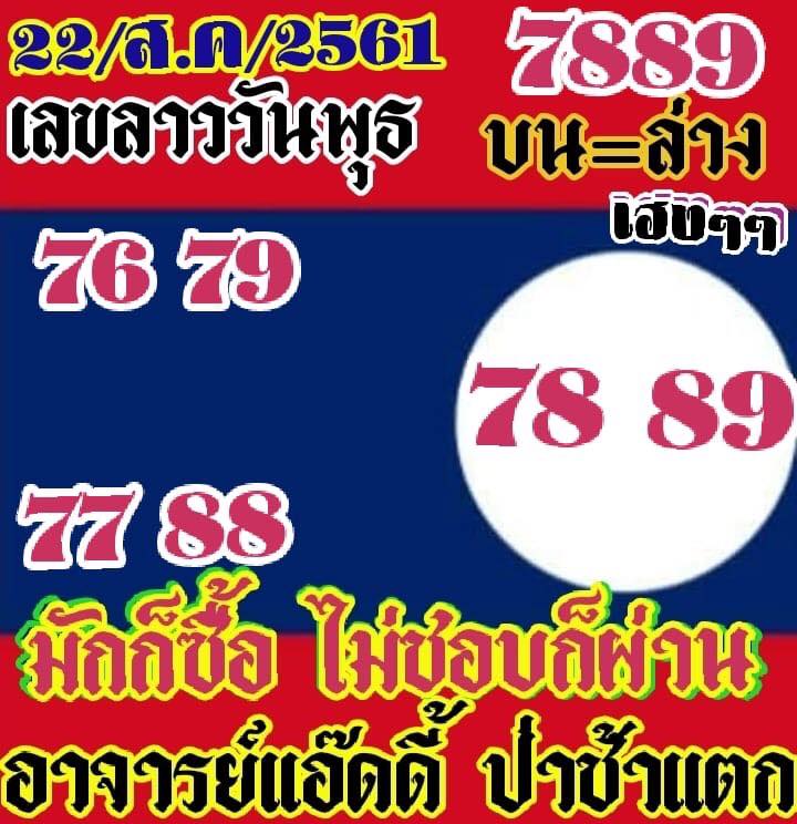 ชุดเลขหวยลาว 22/8/61 2