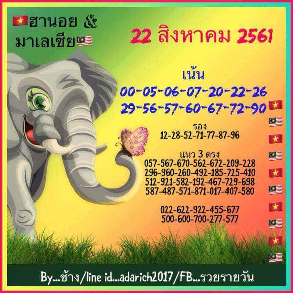 ชุดหวยฮานอย 22/8/61 9