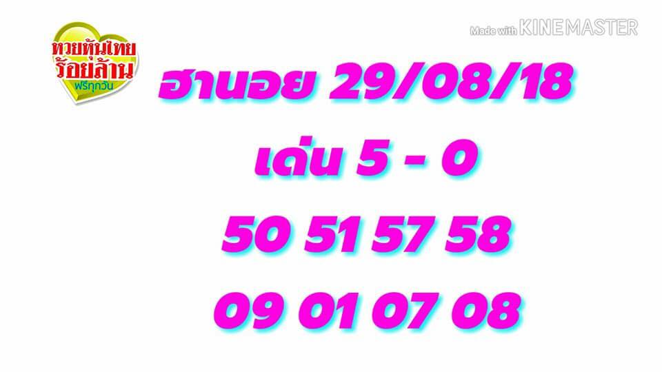 แนวทางหวยฮานอย 29/8/61