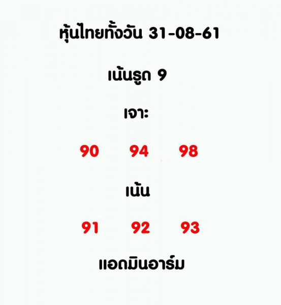 แจกสูตรหวยหุ้น 31/8/61