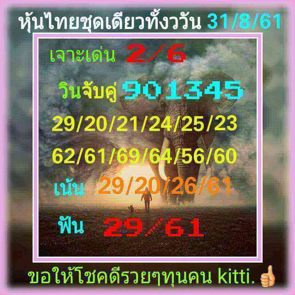 แจกสูตรหวยหุ้น 31/8/61 1