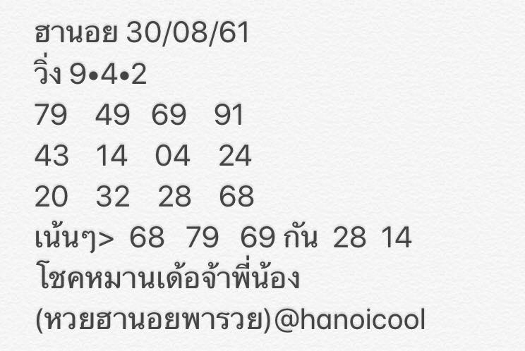 แจกสูตรฮานอย 30/8/61