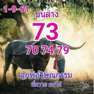 หวยลูกพ่อวิษณุกรรม 1/9/61