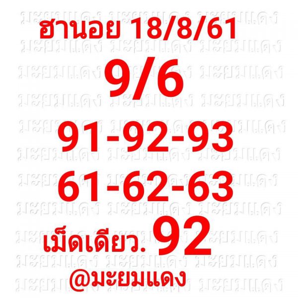 หวยฮานอย 18-8-61 5