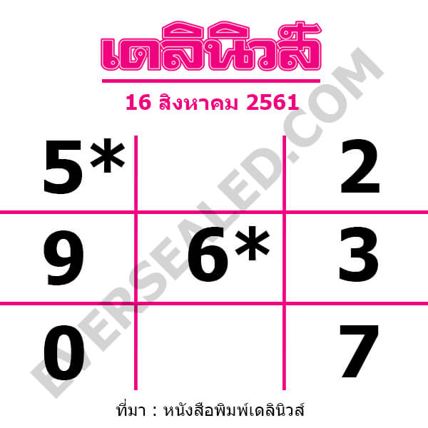 หวยเดลินิวส์ 16/8/61