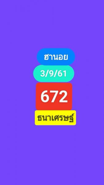 แจกชุดเลขหวยฮานอย 3/9/61 2