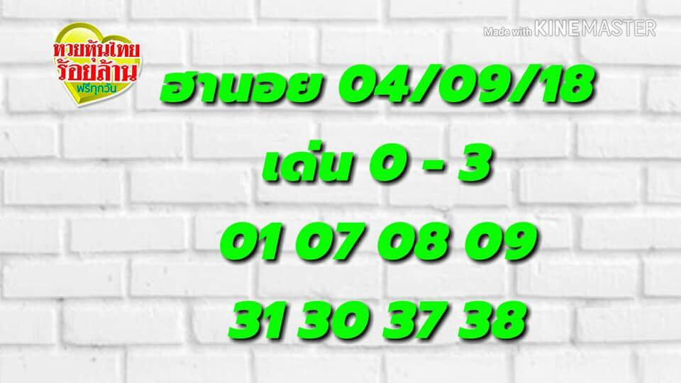 ลุ้นโชคกับหวยฮานอย 4/9/61 2