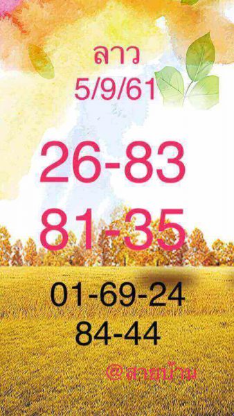 แจกตัวเลขหวยลาว 5/9/61 10