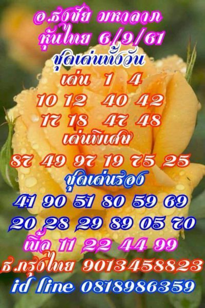 แจกตัวเลขหวยหุ้นพารวย 6/9/61 8