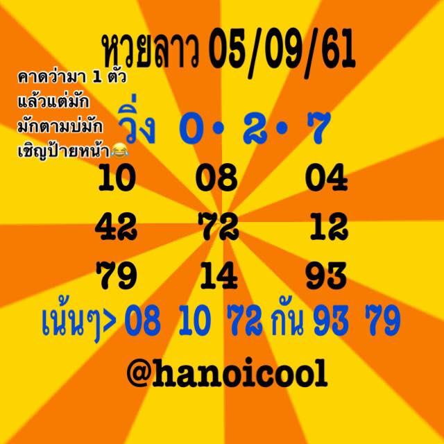 แจกตัวเลขหวยลาว 5/9/61