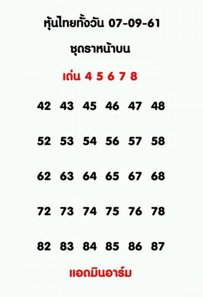 สูตรหวยหุ้นน่าลุ้น 7/9/61