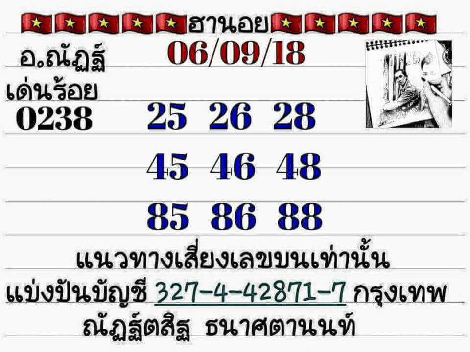 เลขเด็ดหวยฮานอยลุ้นโชค 6/9/61 8