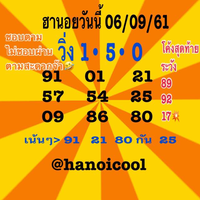 เลขเด็ดหวยฮานอยลุ้นโชค 6/9/61