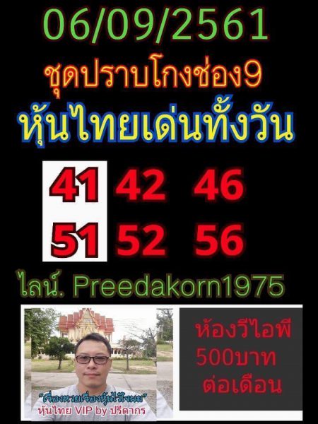 แจกตัวเลขหวยหุ้นพารวย 6/9/61 9