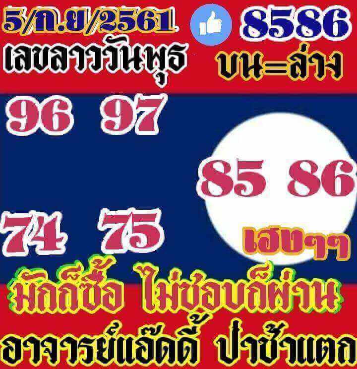 แจกตัวเลขหวยลาว 5/9/61 12