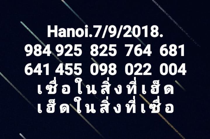 แจกเลขเด็ดหวยฮานอย 7/9/61 11