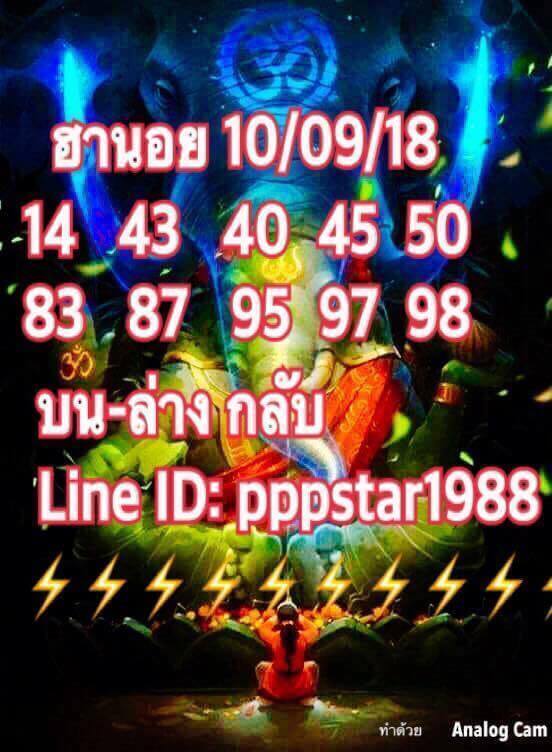 เลขดังหวยฮานอย 10/9/61 16