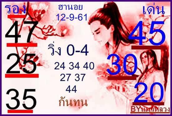 หวยฮานอยมาแรง 12/9/61 6