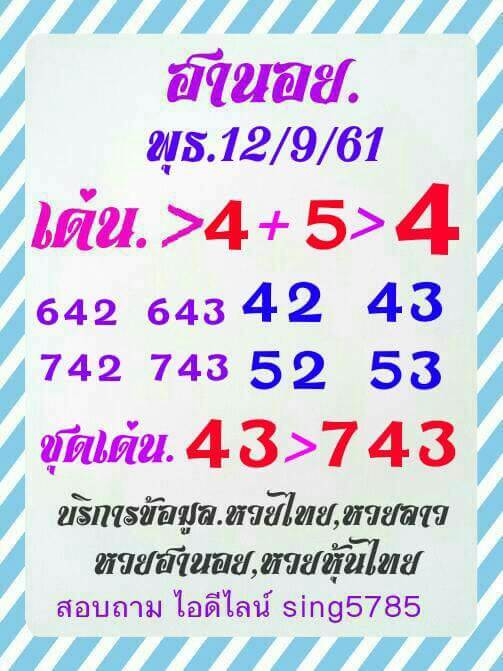 หวยฮานอยมาแรง 12/9/61 5