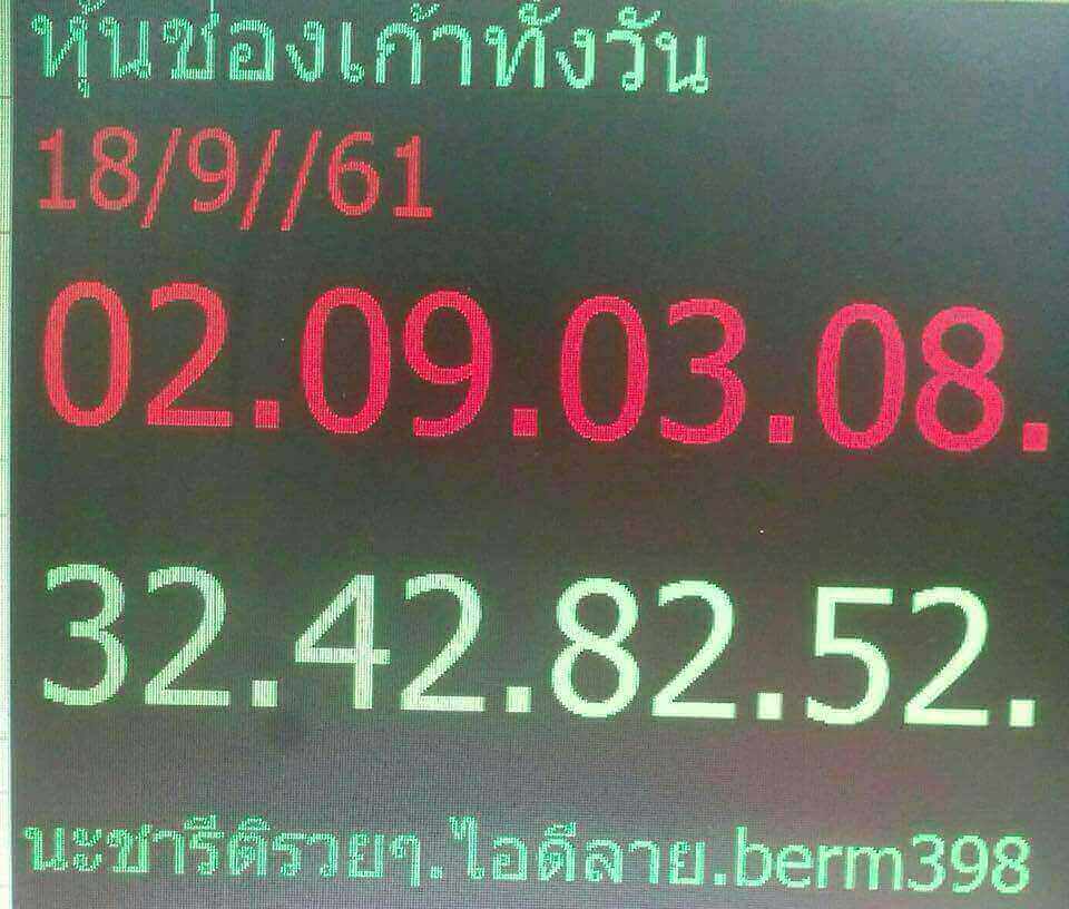 หวยหุ้นเลขดัง 18/9/61 14