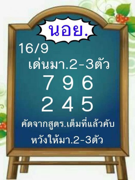 เลขชุดหวยฮานอย 16/9/61 9