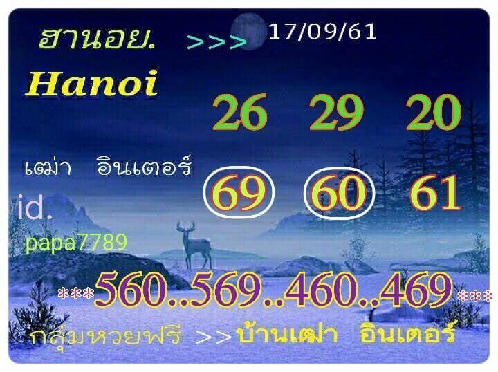 หวยฮานอยเลขเด็ด 17/9/61 7