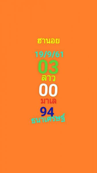 คำนวณเลขเด็ดหวยฮานอย 19/9/61 9