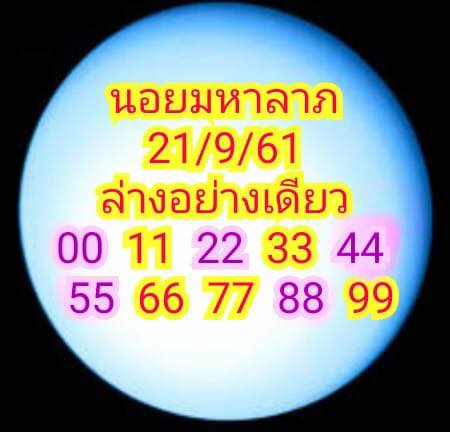 ตัวเลขเด็ดหวยฮานอย 21/9/61 2