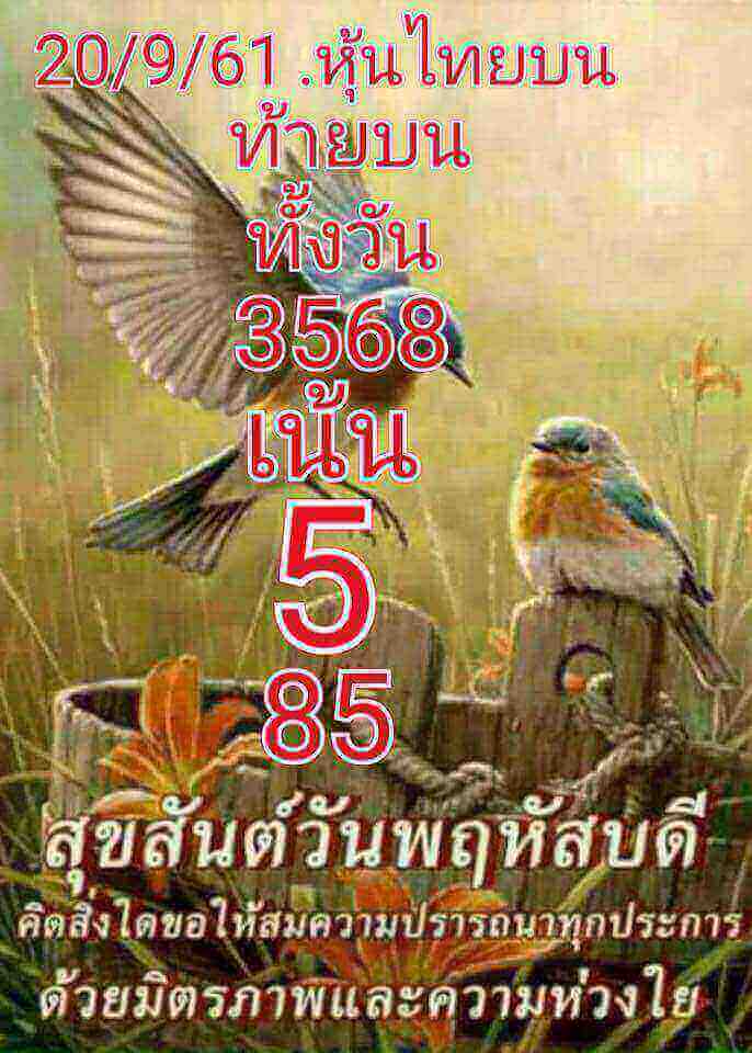 หวยหุ้นเด็ดๆ 20/9/61 12