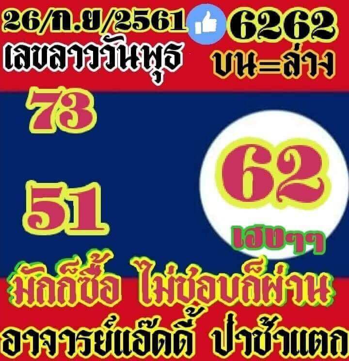 แจกชุดตัวเลขหวยลาว 26/9/61 21