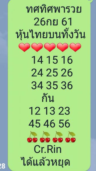 เลขเด็ดหวยหุ้นดัง 26/9/61 9