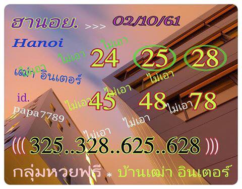 ลุ้นเสี่ยงดวงกับหวยฮานอย 2/10/61