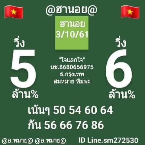 แนวทางหวยฮานอยพารวย 3/10/61 5