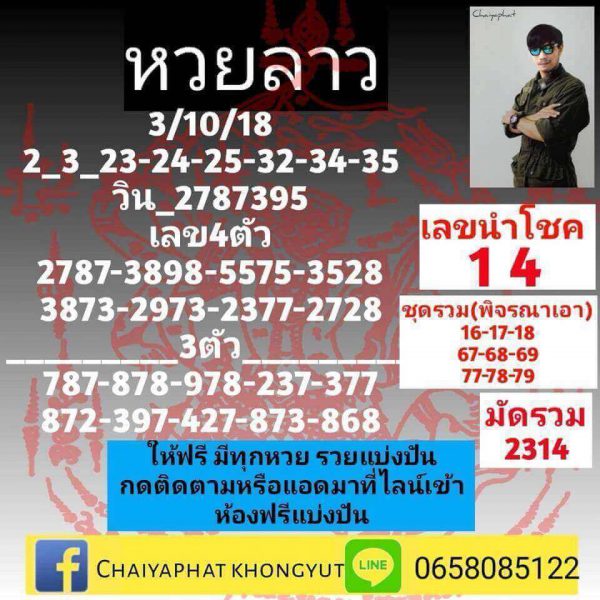 สูตรหวยลาวลุ้นโชค 3/10/61 10