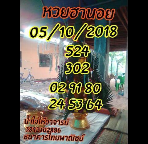 สูตรเด็ดเลขฮานอย 5/10/61 9