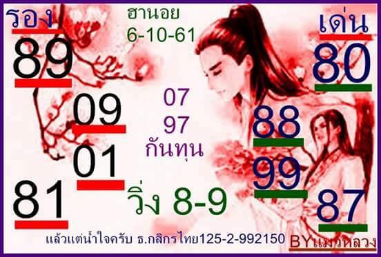 แนวทางหวยฮานอยทำเงิน 6/10/61 5