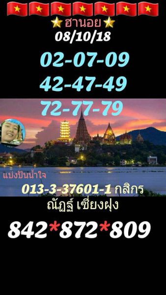 แจกแนวทางหวยฮานอย 8/10/61 5