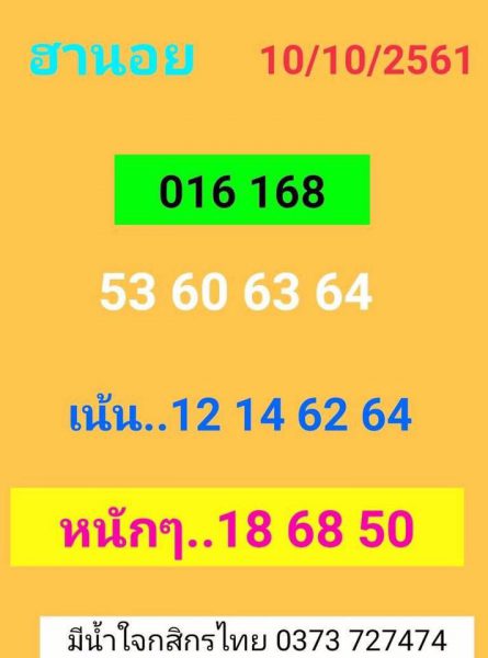 แจกสูตรคำนวณหวยฮานอย 10/10/61 13
