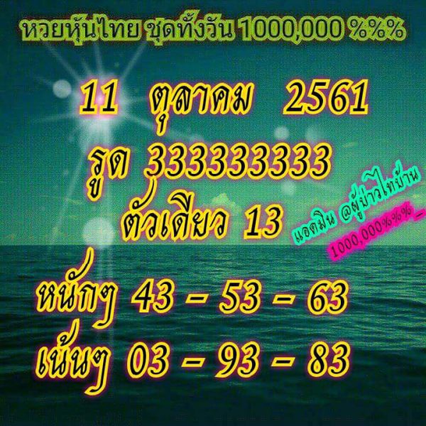 แจกชุดตัวเลขหวยหุ้น 11/10/61 2