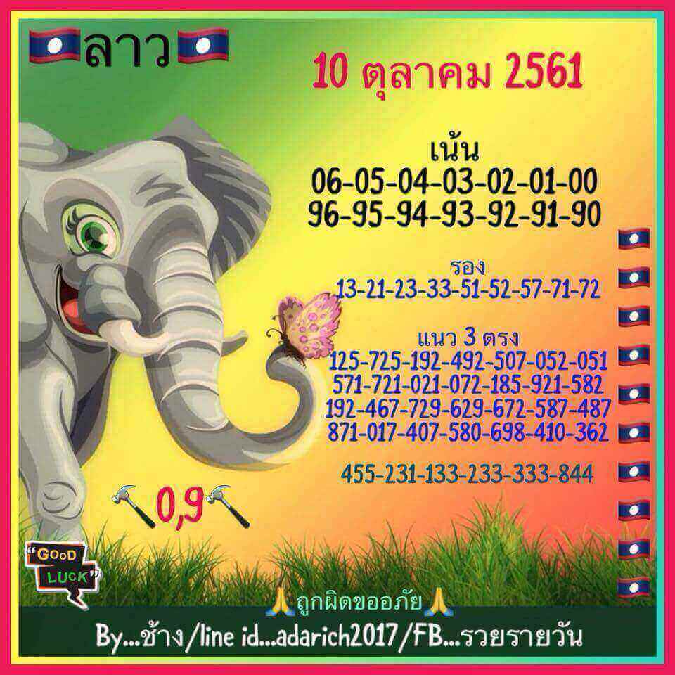 แนวทางหวยลาว 10/10/61 13